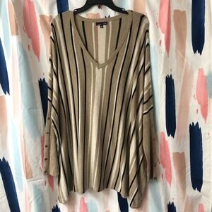 RXB Black Cream Tan Striped Oversized Sweater Size XL